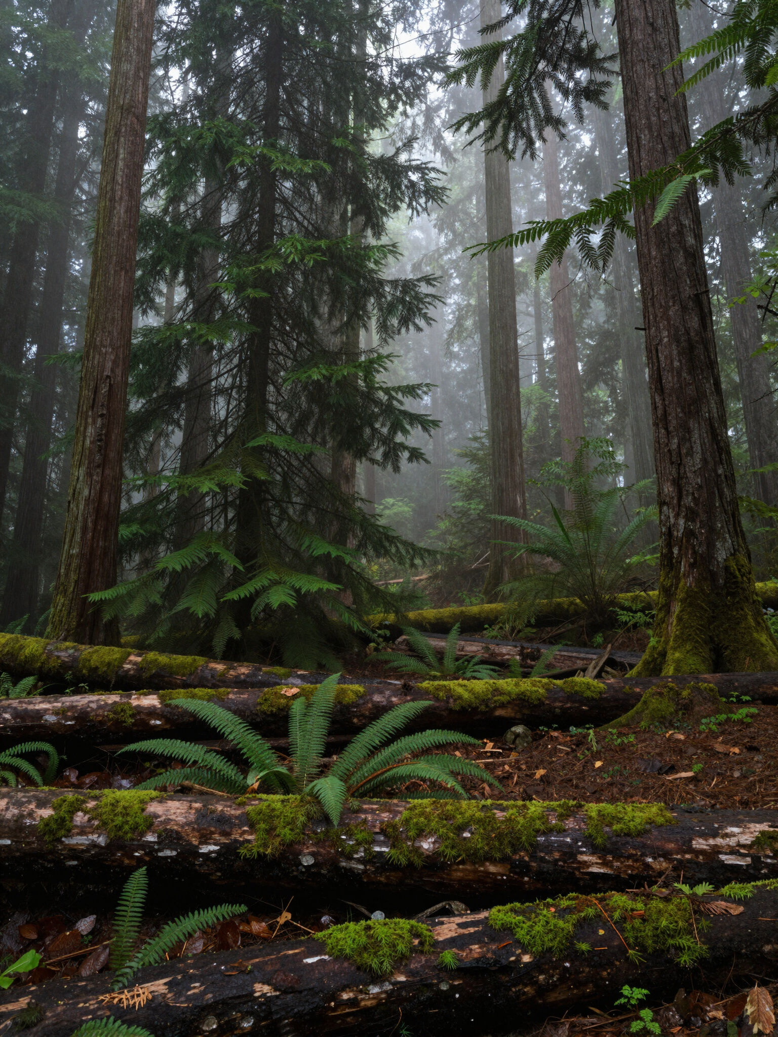 Misty Pacific Northwest forest